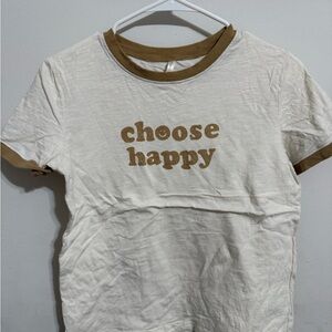 Choose Happy White and Brown Women's Short Sleeve Tee